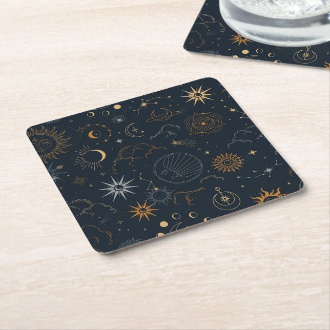 Dessous-de-verre Carré En Papier Motif Stars & Planètes (Incliné)