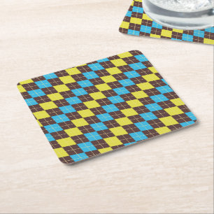 Dessous-de-verre Carré En Papier Motif Tartan Écossais des Années 70