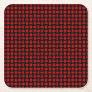 Dessous-de-verre Carré En Papier Motif Tissé Rouge Noir