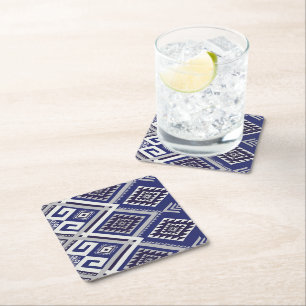 Dessous-de-verre Carré En Papier Motif tribal bleu marine de surface