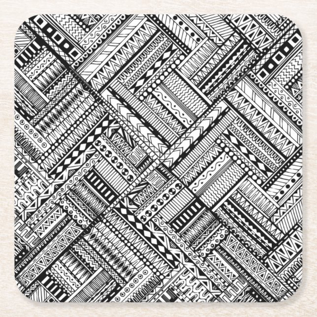 Dessous-de-verre Carré En Papier Motif tribal inspiré d'art (Devant)
