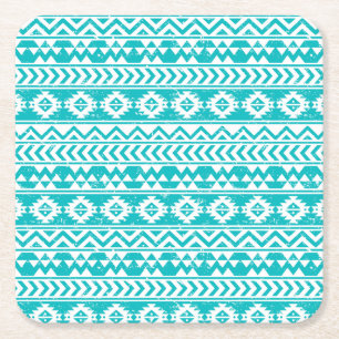 Dessous-de-verre Carré En Papier Motif tribal Turquoise Grunge Aztec
