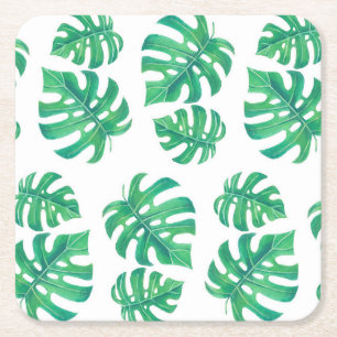 Dessous-de-verre Carré En Papier Motif tropical avec feuilles monstères