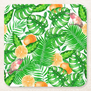Dessous-de-verre Carré En Papier Motif tropical, colibris II
