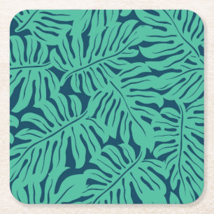 Dessous-de-verre Carré En Papier Motif tropical de feuille de Monstera