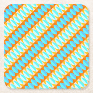 Dessous-de-verre Carré En Papier Motif turquoise bleu orange jaune coloré