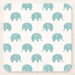 Dessous-de-verre Carré En Papier Motif Turquoise Cute Elephant