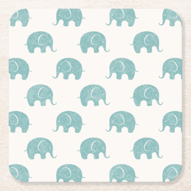 Dessous-de-verre Carré En Papier Motif Turquoise Cute Elephant (Devant)