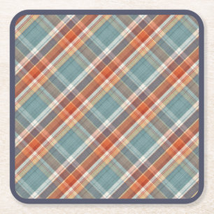 Dessous-de-verre Carré En Papier Motif Turquoise moderne bleu foncé orange blanc p