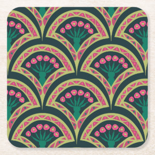 Dessous-de-verre Carré En Papier motif vert en forme de coquille
