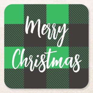 Dessous-de-verre Carré En Papier Motif vert Joyeux Noël