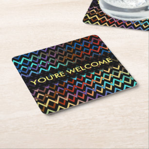 Dessous-de-verre Carré En Papier Motif ZIGZAG - couleur + votre texte