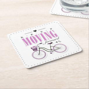 Dessous-de-verre Carré En Papier Motivation mignonne continuer à avancer avec le vé