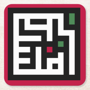 Dessous-de-verre Carré En Papier Mots de Palestine en arabe Wordart - drapeau carré