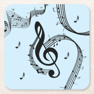 Dessous-de-verre Carré En Papier Musique clef de sol climaxique bleue
