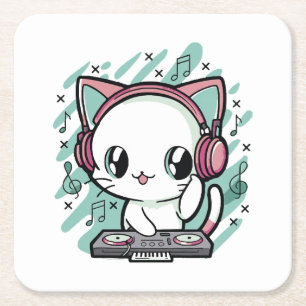 Dessous-de-verre Carré En Papier musique de chat