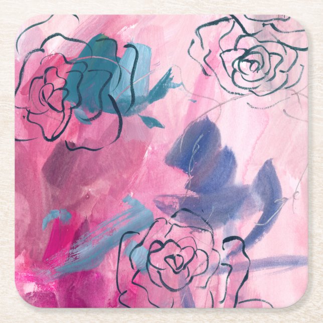 Dessous-de-verre Carré En Papier Musique intérieure - Croquis floral (Devant)