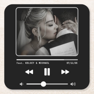 Dessous-de-verre Carré En Papier Musique lecteur MP3 Mariage noir