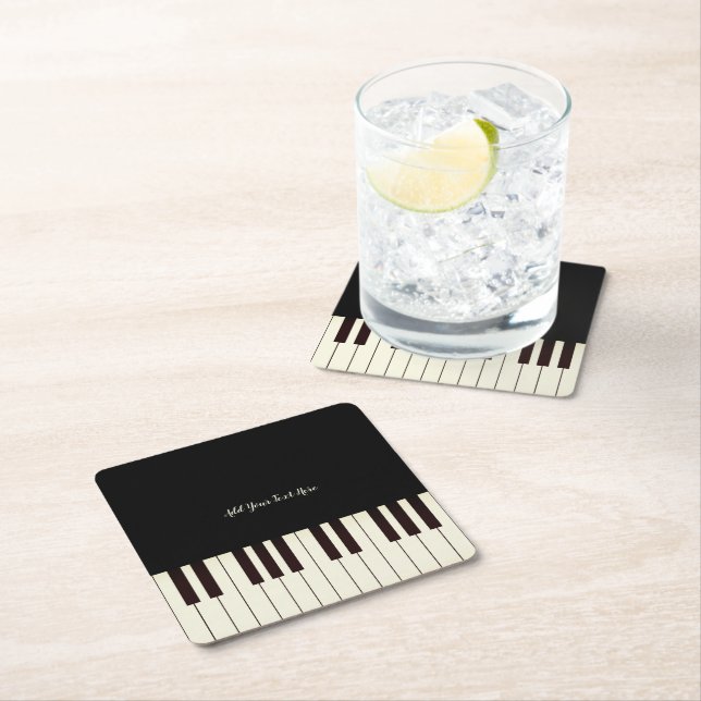 Dessous-de-verre Carré En Papier Musique personnalisée Piano Teacher Piano Keys  (En situation)