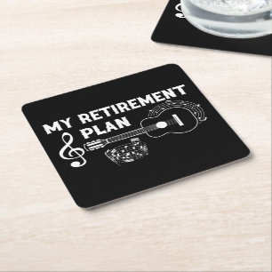 Dessous-de-verre Carré En Papier My Retirement Plan Guitar Funny Musicians