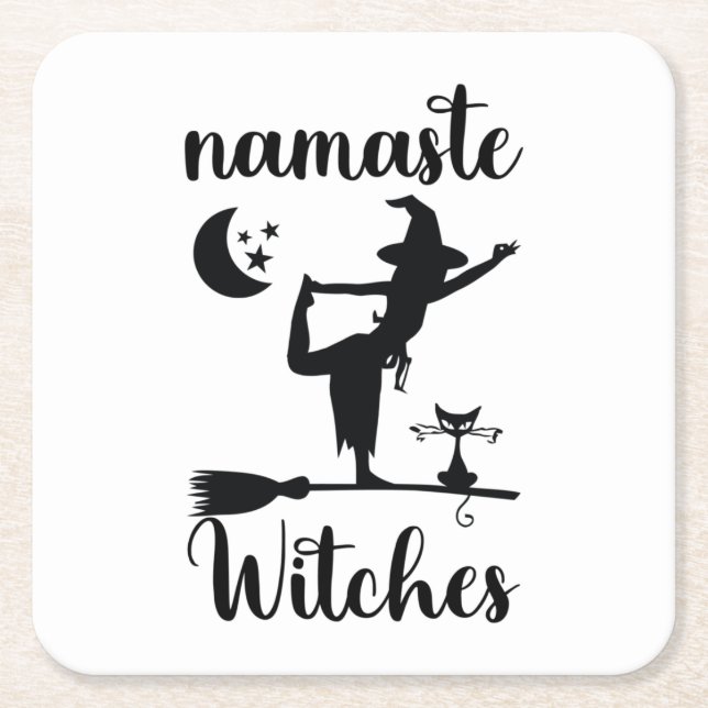 Dessous-de-verre Carré En Papier Namaste Witches Halloween Dessous de verre (Devant)