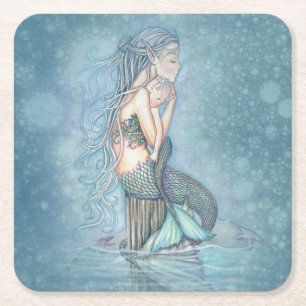 Dessous-de-verre Carré En Papier Nappe de douche pour bébé Mermaid Mother and Baby