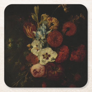 Dessous-de-verre Carré En Papier Nature morte avec fleurs