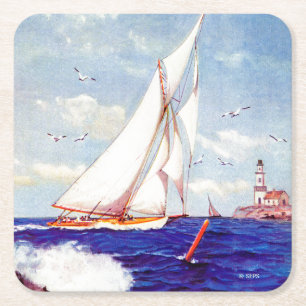 Dessous-de-verre Carré En Papier Navigation par le phare par Albert B. Marks