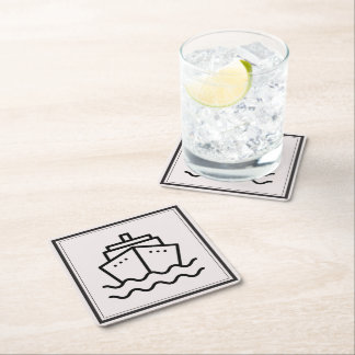 Dessous-de-verre Carré En Papier Navire minimaliste dans l'élégante Art océanique e