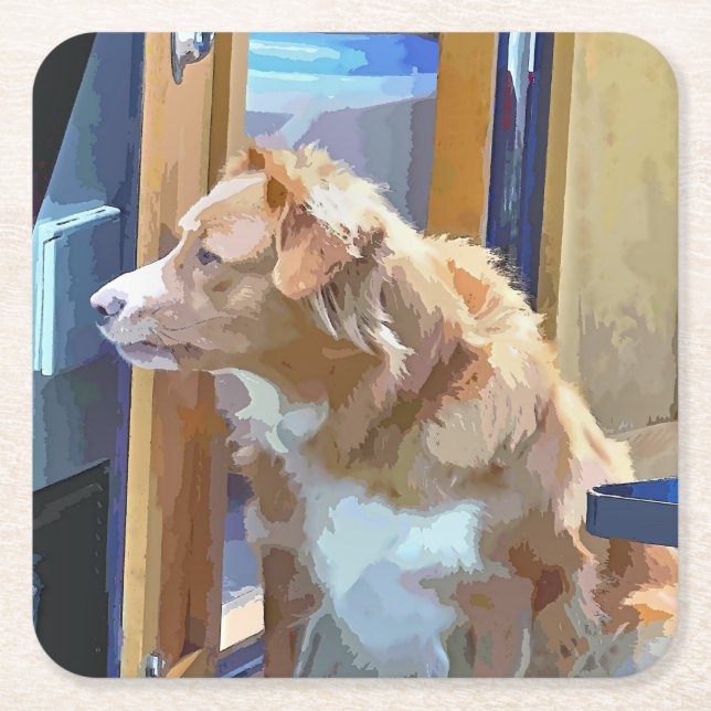 DESSOUS-DE-VERRE CARRÉ EN PAPIER NAVIRES (Devant)