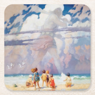 Dessous-de-verre Carré En Papier NC Wyeth Le littoral de la plage de l'artisanat gé