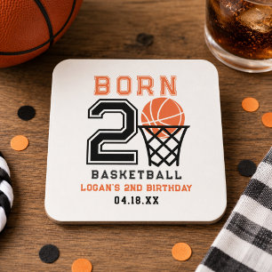 Dessous-de-verre Carré En Papier Né 2 Basketball   2e anniversaire du garçon sporti