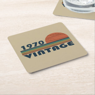 Dessous-de-verre Carré En Papier Né en 1970 cadeau d'anniversaire vintage