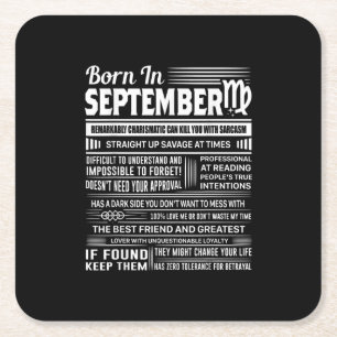 Dessous-de-verre Carré En Papier Né en septembre virgo drôle cadeau d'anniversair
