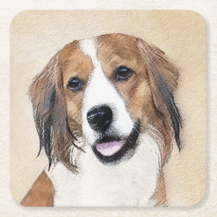 Dessous-de-verre Carré En Papier Nederlandse Kooikerhondje Peinture - Chien Art