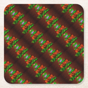 Dessous-de-verre Carré En Papier Neon A Un Très Joyeux Noël