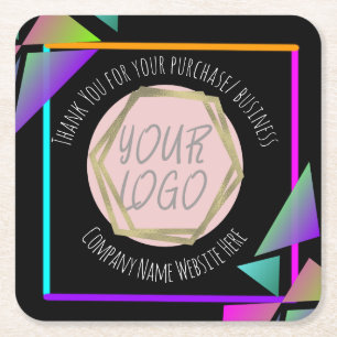 Dessous-de-verre Carré En Papier Neon Bar Restaurant Entreprise Logo d'affaires