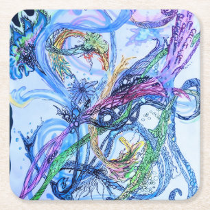 Dessous-de-verre Carré En Papier Neuron aquatique