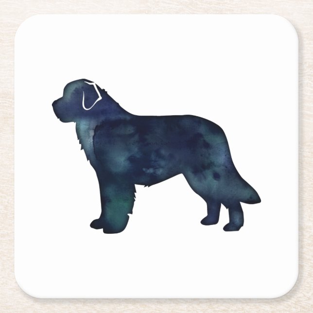 Dessous-de-verre Carré En Papier Newfoundland Black Watercolor (Devant)