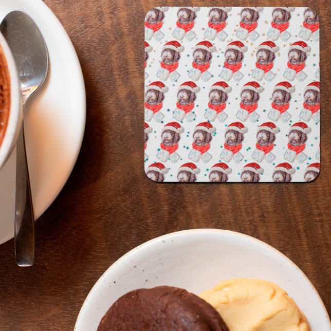 Dessous-de-verre Carré En Papier Newfypoo Chien race Étoiles de Noël (Créateur téléchargé)