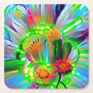 Dessous-de-verre Carré En Papier Nez des marguerites Abstraites aux couleurs vives