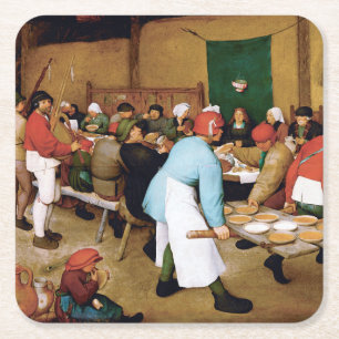 Dessous-de-verre Carré En Papier Noces paysannes, Pieter Bruegel