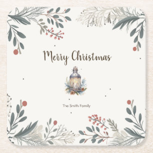 Dessous-de-verre Carré En Papier Noël Aquarelle Salutations