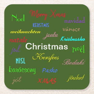 Dessous-de-verre Carré En Papier Noël autour du monde Vert moderne