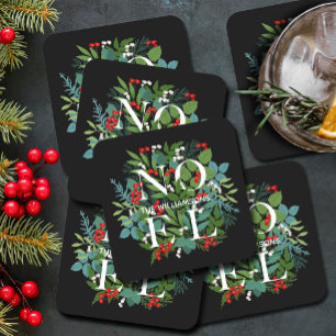 Dessous-de-verre Carré En Papier NOEL Berries Vacances vertes Noir