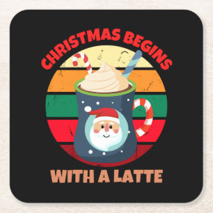 DESSOUS-DE-VERRE CARRÉ EN PAPIER NOËL COMMENCE AVEC UNE LATTE