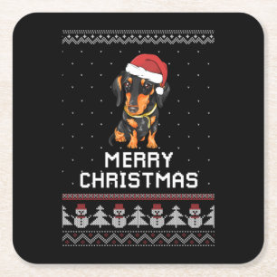 Dessous-de-verre Carré En Papier Noël Dachshund