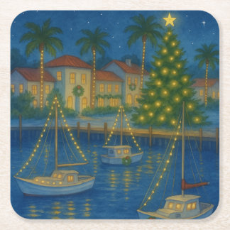 Dessous-de-verre Carré En Papier Noël des tropiques côtières