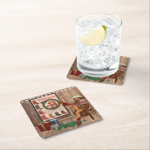 Dessous-de-verre Carré En Papier Noël du garçon Cowboy