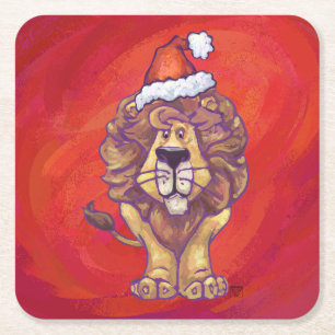 Dessous-de-verre Carré En Papier Noël du lion en rouge